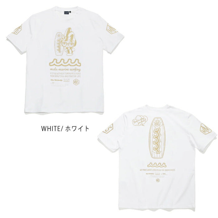muta MARINE GOLF ムータマリンゴルフ ゴルフウェア メンズ レデイース ユニセックス My Melody × muta MARINE SURFING ストレッチTシャツ スリムフィット さらっとした肌離れの良さ 伸縮性 コットンポリウレタン混紡素材 サンリオ mmmp-434770