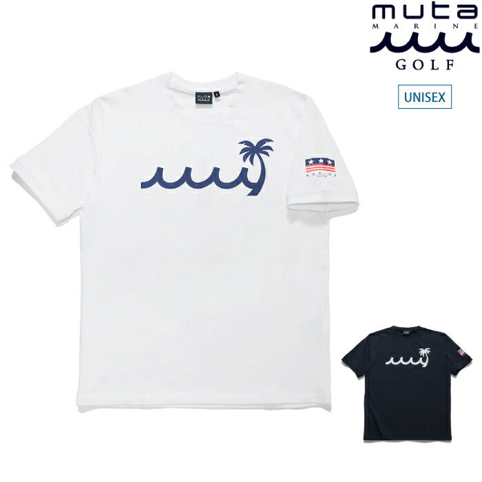 muta MARINE GOLF ムータマリンゴルフ ゴルフウェア メンズ レディース PALM WAVE ストレッチTシャツ 全2色 半袖シャツ ストレッチ スリムフィット 混紡素材 伸縮性 MMMP-434772