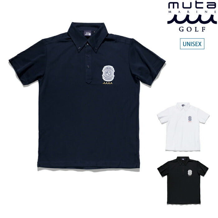 muta MARINE GOLF ムータマリンゴルフ ゴルフウェア メンズ レディース ユニセックス POPEYE meets muta MARINE EMBLEM ポロシャツ 半袖 通気性 速乾性 ドライタッチ レギュラーフィット mmmp-446805