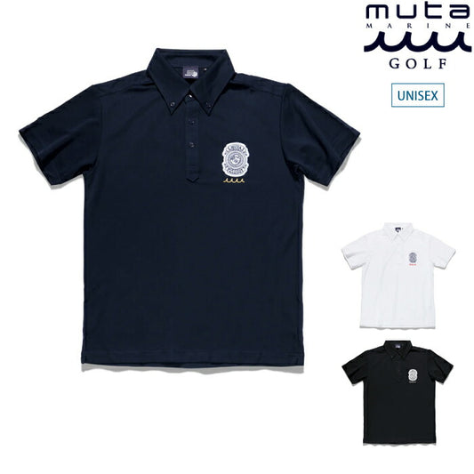 muta MARINE GOLF ムータマリンゴルフ ゴルフウェア メンズ レディース ユニセックス POPEYE meets muta MARINE EMBLEM ポロシャツ 半袖 通気性 速乾性 ドライタッチ レギュラーフィット mmmp-446805