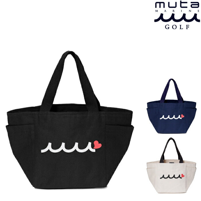 muta MARINE GOLF ムータマリンゴルフ メンズ レディース WAVE LOGO エコバック ラウンドバッグ トートバッグ コットン 綿100% サイドポケット シンプルデザイン mmrg-211160
