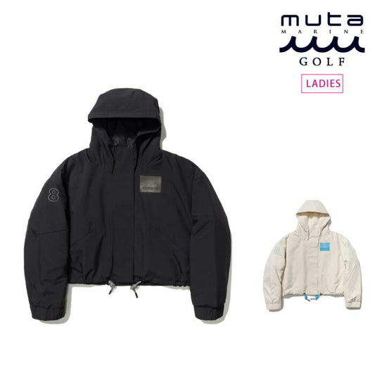 muta MARINE GOLF ムータマリンゴルフ ゴルフウェア レディース ショート フーディーブルゾン 上品な光沢感 保温性 リラックス感 ブロード素材 万能アウター mmsg-241221