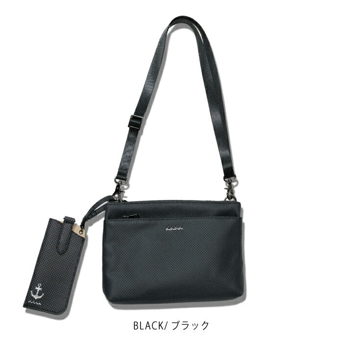 muta MARINE GOLF ムータマリンゴルフ メンズ レディース CONTINUA パンチングエシカルレザー サコッシュ カートバッグ サングラスケース付き ショルダーストラップ付属 上品な印象 mmsg-250604