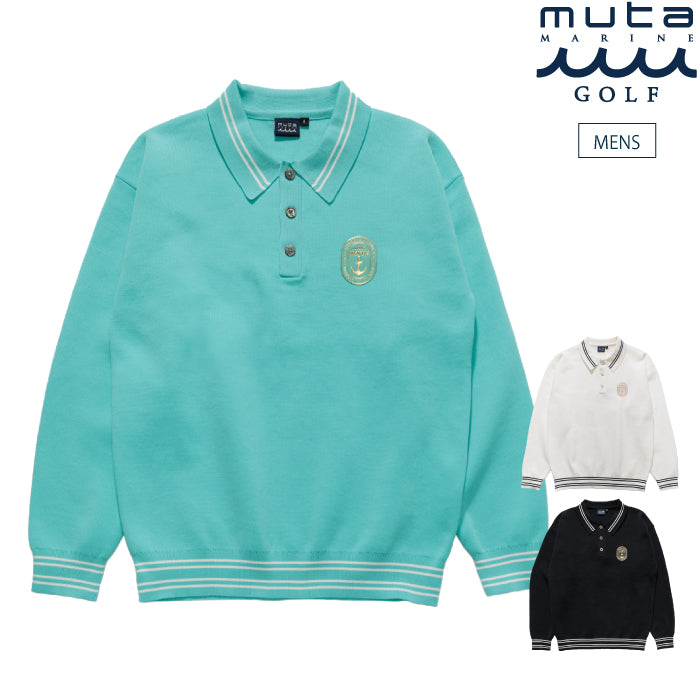 muta MARINE GOLF ムータマリンゴルフ ゴルフウェア メンズ ダブルフェイスニットポロシャツ すっきりシルエット トラディショナルな雰囲気 スポーティー要素 mmsk-446865