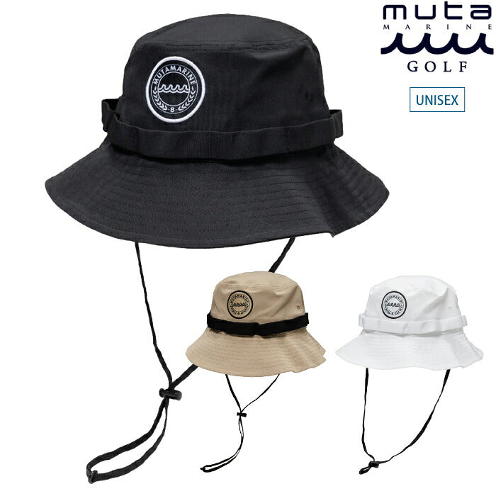 muta MARINE GOLF ムータマリンゴルフ ゴルフウェア メンズ レディース サファリハット 帽子 カジュアルな雰囲気 軽やかな素材 汗止め部分吸水速乾生地採用 ドローコード付き ストラップ付き mmst-624066