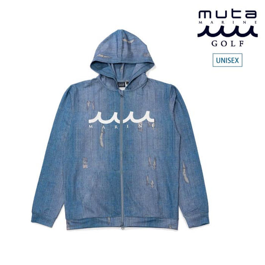 muta MARINE GOLF ムータマリンゴルフ ゴルフウェア メンズ レディース ラッシュパーカー (ダメージデニム) UV セットアップ対応 mmtk-435071
