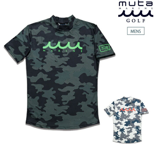 muta MARINE GOLF ムータマリンゴルフ メンズ ラッシュTシャツ 半袖シャツ ダイアゴナルカモ 水陸両用 紫外線95%以上カット 速乾性 ストレッチ素材 セットアップ対応 mmtk-439010