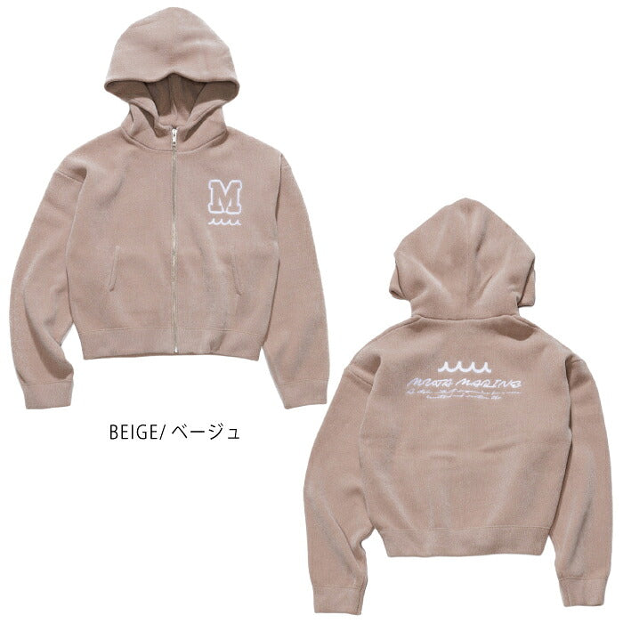 muta MARINE GOLF ムータマリンゴルフ ゴルフウェア レディース モールスムースニット クロップドジップパーカー ベロアのような質感 毛玉になりにくい 短めの着丈 フルジップアップ仕様 mmtk-446885