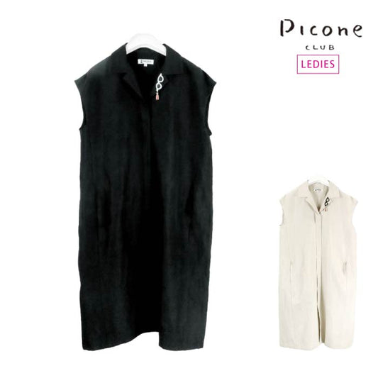 【30%OFF SALE】PICONE CLUB ピッコーネクラブ ゴルフウェア 麻混開襟ワンピース P351430