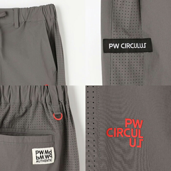 PW CIRCULUS ピーダブリュサーキュラス ゴルフウェア メンズ MEN サイドパンチング テーパードパンツ UVカット 軽量 ストレッチ パンチング加工 ウエストゴム pppnlm0501