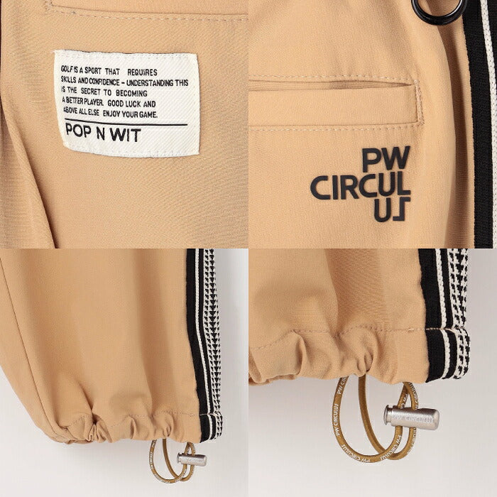 PW CIRCULUS ピーダブリュサーキュラス ゴルフウェア メンズ MEN セミワイドサイドラインパンツ 裾ドロスト付 ウエストコード2WAY仕様 pppnlw0311