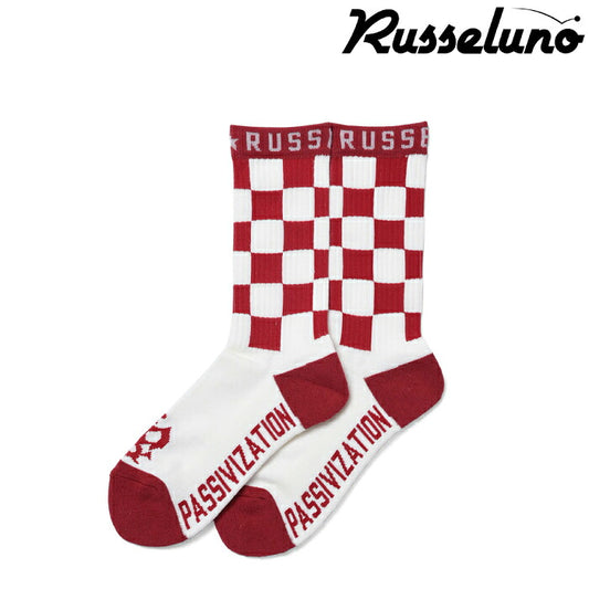 Russeluno ラッセルノ ゴルフウェア メンズ レディース CHECKER MIDDLE SOCKS ミドル丈ソックス rs-2232605