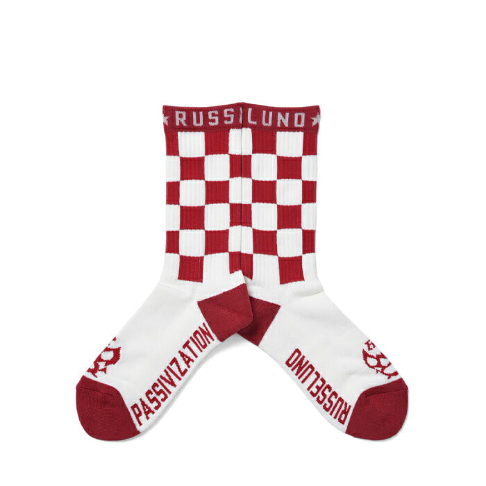 Russeluno ラッセルノ ゴルフウェア メンズ レディース CHECKER MIDDLE SOCKS ミドル丈ソックス rs-2232605