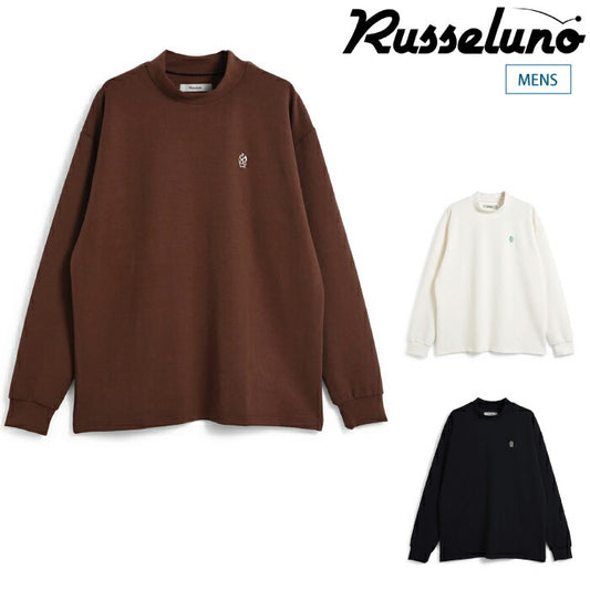 Russeluno ラッセルノ ゴルフウェア メンズ FLAG LOGO LOOSE L/S MOCKNECK モックネック 速乾性 ストレッチ性 RS-2530607