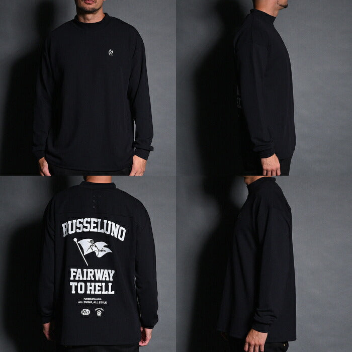 Russeluno ラッセルノ ゴルフウェア メンズ FLAG LOGO LOOSE L/S MOCKNECK モックネック 速乾性 ストレッチ性 RS-2530607