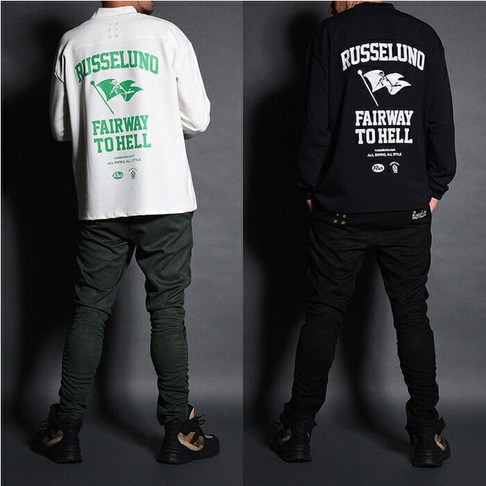 Russeluno ラッセルノ ゴルフウェア メンズ FLAG LOGO LOOSE L/S MOCKNECK モックネック 速乾性 ストレッチ性 RS-2530607