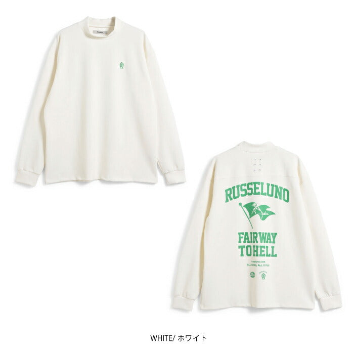 Russeluno ラッセルノ ゴルフウェア メンズ FLAG LOGO LOOSE L/S MOCKNECK モックネック 速乾性 ストレッチ性 RS-2530607