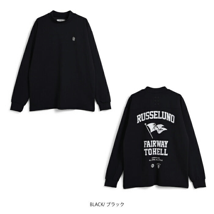 Russeluno ラッセルノ ゴルフウェア メンズ FLAG LOGO LOOSE L/S MOCKNECK モックネック 速乾性 ストレッチ性 RS-2530607