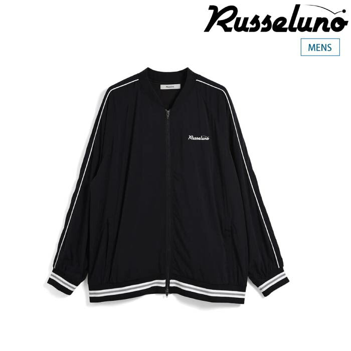 Russeluno ラッセルノ ゴルフウェア メンズ WORLD LOGO ZIPUP BLOUSON ジップアップブルゾン 独特なシワ感 伸縮性 メッシュ裏地 吸汗速乾 RS-2530615