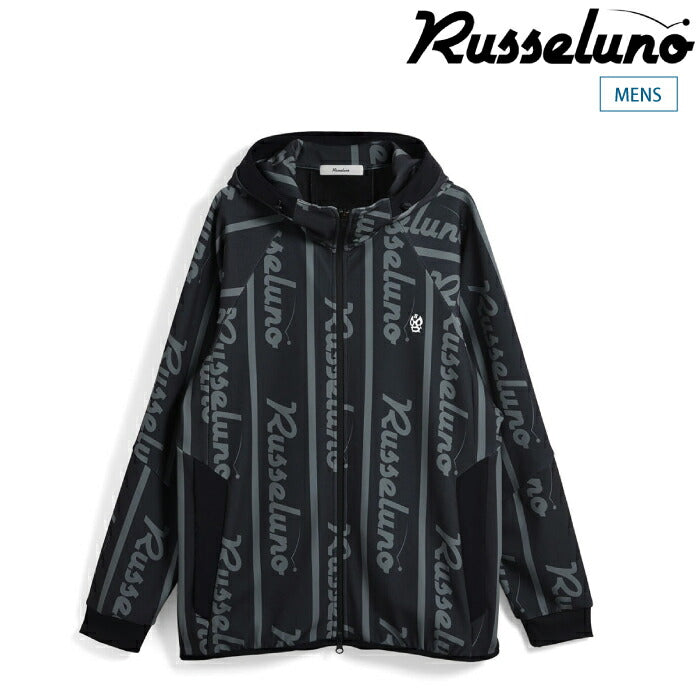 Russeluno ラッセルノ ゴルフウェア メンズ ジップフーディー LOGO STRIPE BONDING ZIPUP HOODIE ブルゾン 温性 防風性 2WAYストレッチ セットアップ対応 RS-2530619