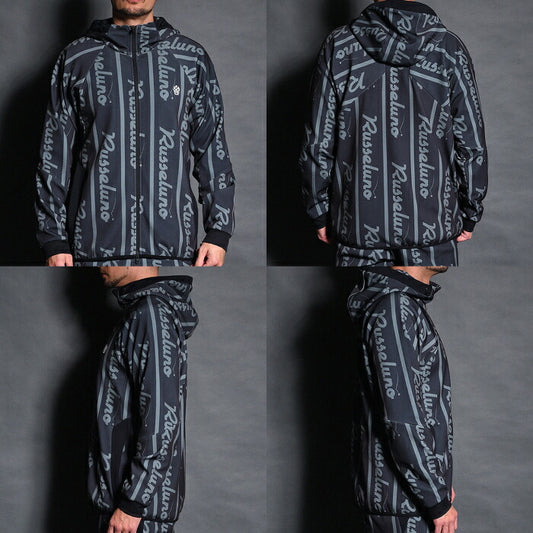 Russeluno ラッセルノ ゴルフウェア メンズ ジップフーディー LOGO STRIPE BONDING ZIPUP HOODIE ブルゾン 温性 防風性 2WAYストレッチ セットアップ対応 RS-2530619