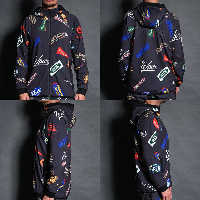 Russeluno ラッセルノ ゴルフウェア メンズ ジップフーディー MULTI LOGO BONDING ZIPUP HOODIE ブルゾン 保温性 防風性 2WAYストレッチ セットアップ対応 RS-2530623