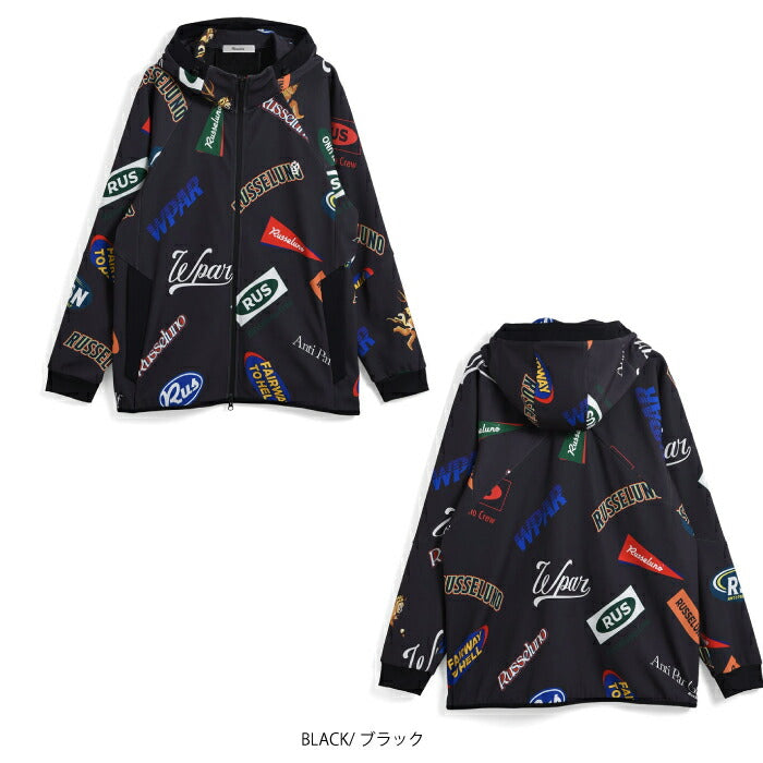 Russeluno ラッセルノ ゴルフウェア メンズ ジップフーディー MULTI LOGO BONDING ZIPUP HOODIE ブルゾン 保温性 防風性 2WAYストレッチ セットアップ対応 RS-2530623