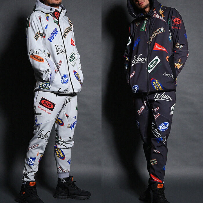 Russeluno ラッセルノ ゴルフウェア メンズ ジップフーディー MULTI LOGO BONDING ZIPUP HOODIE ブルゾン 保温性 防風性 2WAYストレッチ セットアップ対応 RS-2530623