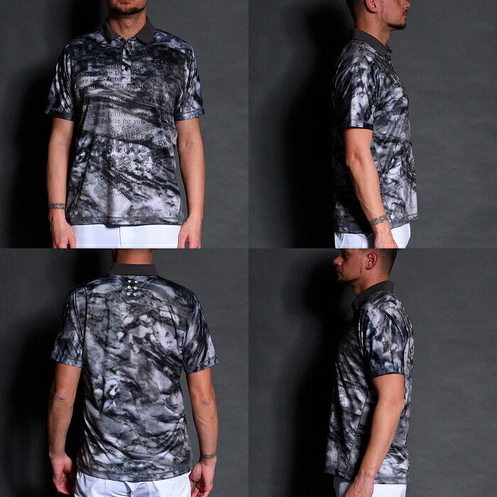 Russeluno ラッセルノ ゴルフウェア メンズ MARBLE SS POLO マーブルショートスリーブポロシャツ 半袖 レギュラーフィット 吸汗速乾性 RS-2610301