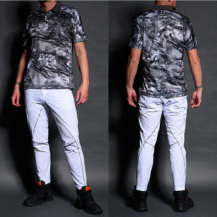 Russeluno ラッセルノ ゴルフウェア メンズ MARBLE SS POLO マーブルショートスリーブポロシャツ 半袖 レギュラーフィット 吸汗速乾性 RS-2610301