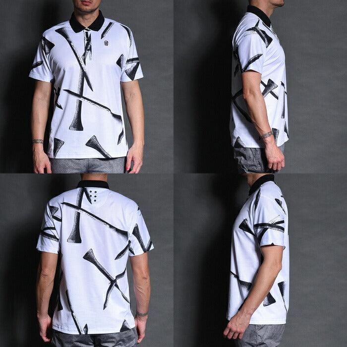 Russeluno ラッセルノ ゴルフウェア メンズ TEE PATTERN SS POLO ティーパターン ショートスリーブポロ 半袖シャツ レギュラーフィット 吸汗速乾性 ストレスフリーなパターン設計 rs-2610304