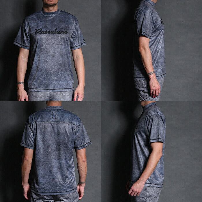 Russeluno ラッセルノ ゴルフウェア メンズ OG LOGO S/S MOCKNECK TEE オリジナルロゴ ショートスリーブモックネックティー 半袖シャツ ルーズシルエット ストレッチ 吸汗速乾性 rs-2610613