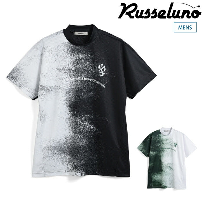 Russeluno ラッセルノ ゴルフウェア メンズ FADE PAINT SS MOCKNECK TEE フェードペイント SS モックネックティー 半袖 レギュラーフィット 吸汗速乾性 rs-2610614