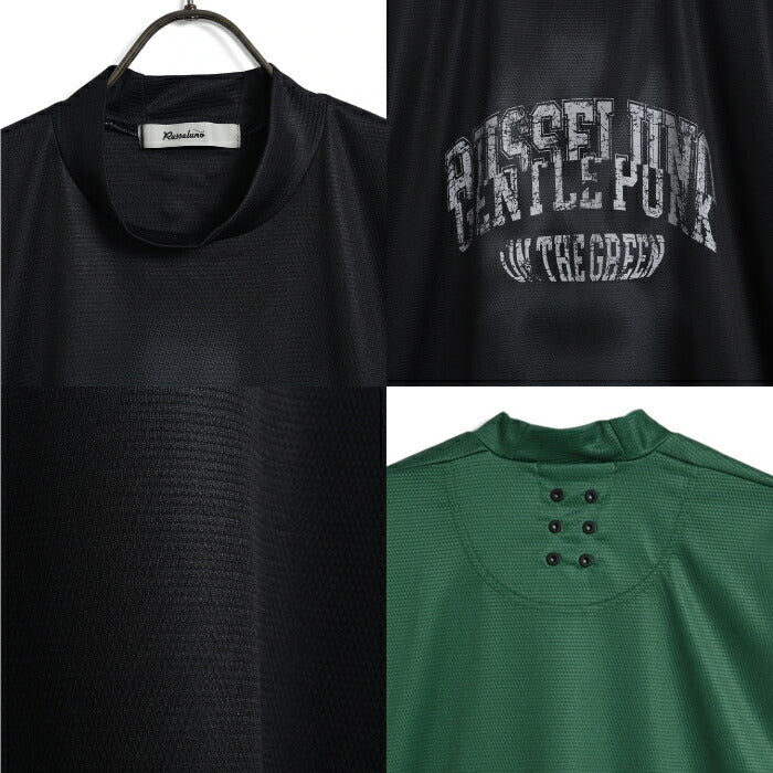 Russeluno ラッセルノ ゴルフウェア メンズ NOISY LOGO SS MOCKNECK TEE ノイジーロゴ SS モックネックティー 半袖シャツ レギュラーフィット 吸汗速乾性 rs-2610615
