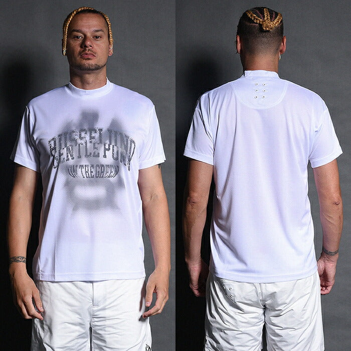 Russeluno ラッセルノ ゴルフウェア メンズ NOISY LOGO SS MOCKNECK TEE ノイジーロゴ SS モックネックティー 半袖シャツ レギュラーフィット 吸汗速乾性 rs-2610615