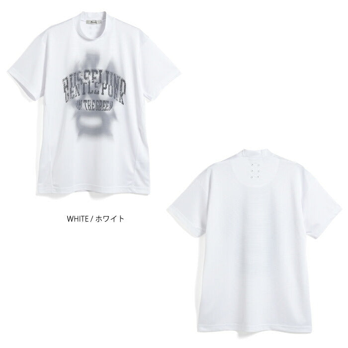 Russeluno ラッセルノ ゴルフウェア メンズ NOISY LOGO SS MOCKNECK TEE ノイジーロゴ SS モックネックティー 半袖シャツ レギュラーフィット 吸汗速乾性 rs-2610615