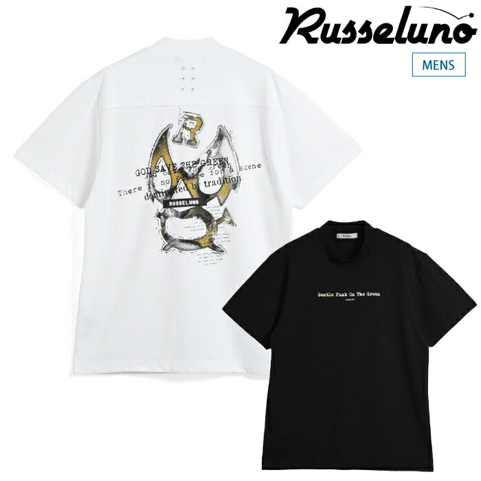 Russeluno ラッセルノ ゴルフウェア メンズ NOISY LUCHA S S MOCKNECK TEE ノイジールチャ ショートスリーブモックネックティー 半袖モックネックシャツ 吸汗速乾 ルーズシルエット rs-2610616