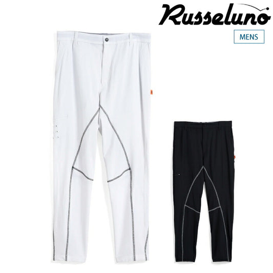Russeluno ラッセルノ ゴルフウェア メンズ STITCH SLIM LONG PANTS ステッチスリムロングパンツ 2WAYストレッチ ウエストベルト部分ゴム仕様 rs-2610702