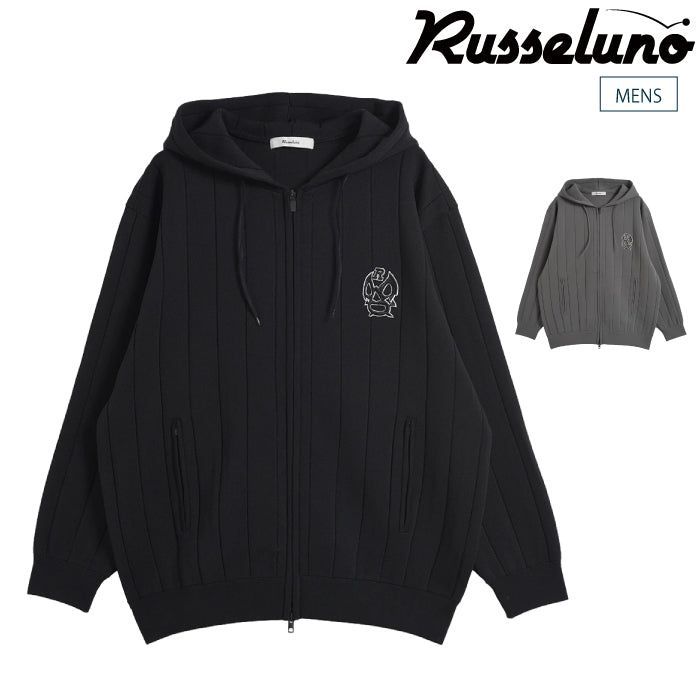 Russeluno ラッセルノ ゴルフウェア メンズ TECH KNIT FZ HOODIE ニット フルジップ フーディー パーカー レギュラーフィット 軽量 イージーケア 軽やかな着心地 rs-2630502