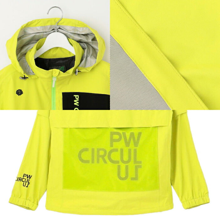 PW CIRCULUS ピーダブリュサーキュラス ゴルフウェア メンズ レディース UNISEX 防水レインウエアセット 耐水圧20000mm 前開きフルジップ 収納巾着付 フード内蔵 強い雨にも対応 RWPNGM0001