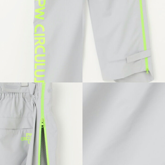 PW CIRCULUS ピーダブリュサーキュラス ゴルフウェア メンズ レディース UNISEX 防水レインウエアセット 耐水圧20000mm 前開きフルジップ 収納巾着付 フード内蔵 強い雨にも対応 RWPNGM0001