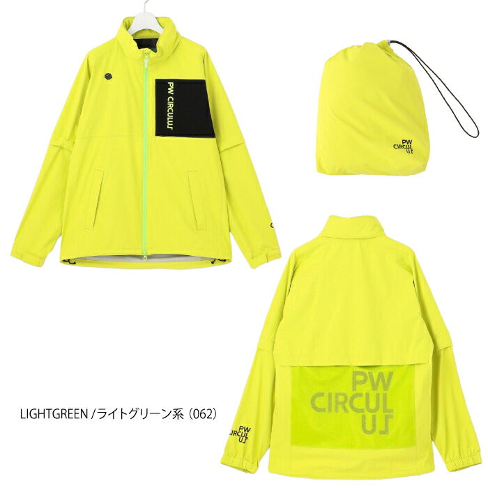 PW CIRCULUS ピーダブリュサーキュラス ゴルフウェア メンズ レディース UNISEX 防水レインウエアセット 耐水圧20000mm 前開きフルジップ 収納巾着付 フード内蔵 強い雨にも対応 RWPNGM0001