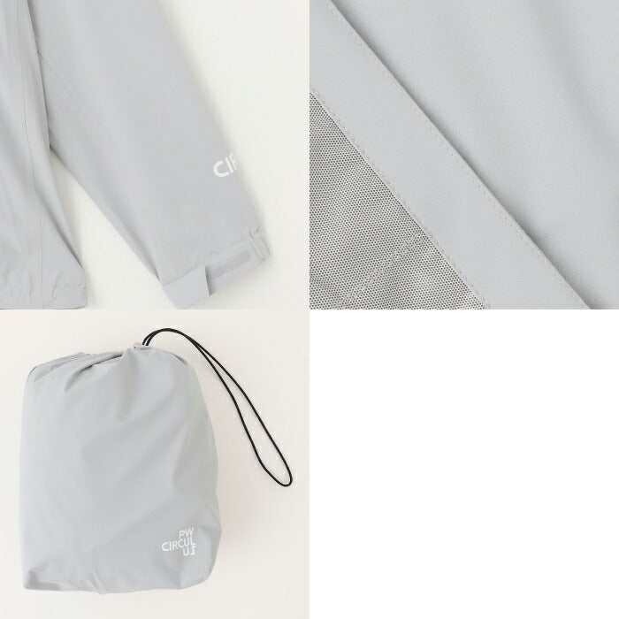 PW CIRCULUS ピーダブリュサーキュラス ゴルフウェア メンズ レディース UNISEX 防水レインブルゾン 耐水圧20000mm ハーフジップ フード内蔵 収納巾着付 RWPNGM0011