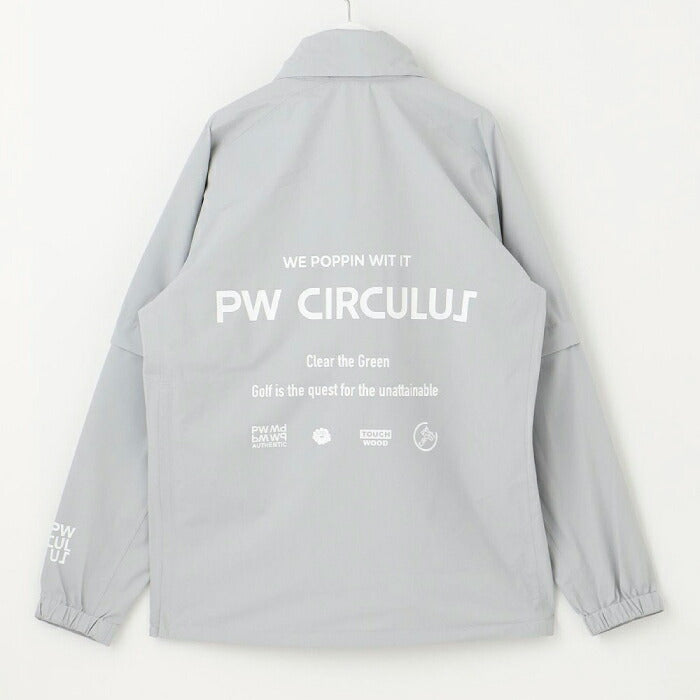 PW CIRCULUS ピーダブリュサーキュラス ゴルフウェア メンズ レディース UNISEX 防水レインブルゾン 耐水圧20000mm ハーフジップ フード内蔵 収納巾着付 RWPNGM0011