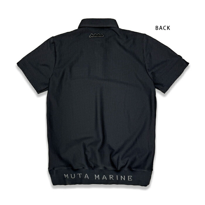muta MARINE GOLF ムータマリンゴルフ×ゴルフシティアルド別注 メンズ レディース ゴルフウェア 数量限定 リブ付きポロシャツ ブラック 男女兼用 刺繍 ワッペン ギフトおすすめ SPJC-446870