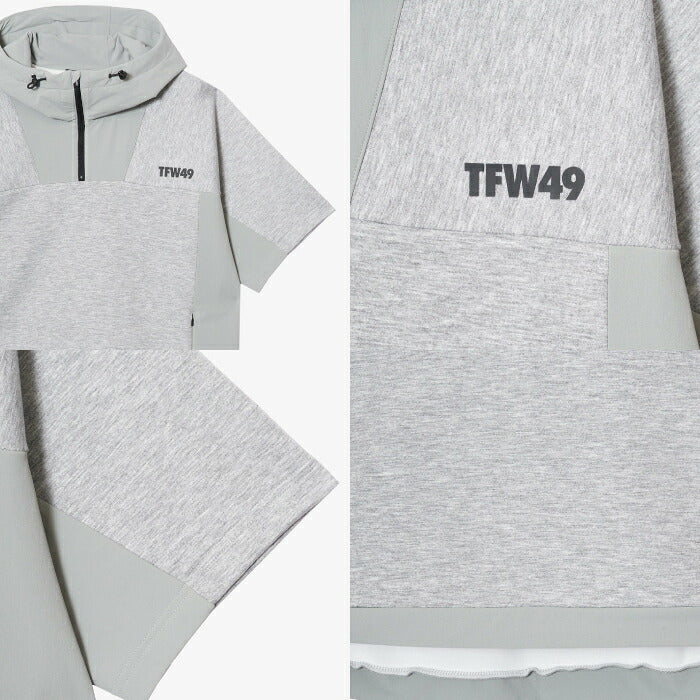 TFW49 ティーエフダブリュー ゴルフウェア メンズ CARDBOARD MATERIAL SHORT SLEEVE HOODIE 半袖ハーフジップパーカー カーボード素材 リラックス感のあるシルエット t102520031