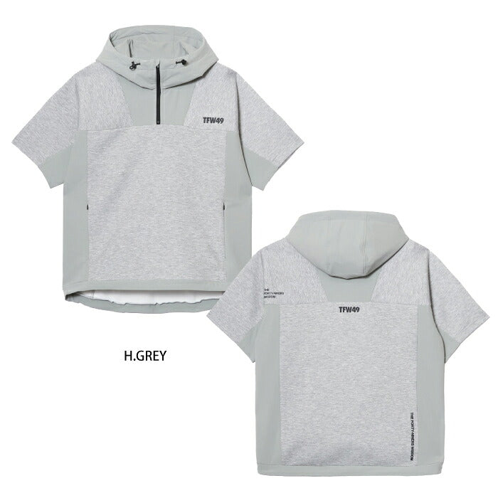 TFW49 ティーエフダブリュー ゴルフウェア メンズ CARDBOARD MATERIAL SHORT SLEEVE HOODIE 半袖ハーフジップパーカー カーボード素材 リラックス感のあるシルエット t102520031