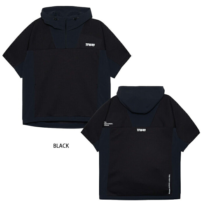 TFW49 ティーエフダブリュー ゴルフウェア メンズ CARDBOARD MATERIAL SHORT SLEEVE HOODIE 半袖ハーフジップパーカー カーボード素材 リラックス感のあるシルエット t102520031