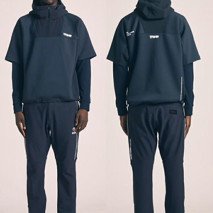 TFW49 ティーエフダブリュー ゴルフウェア メンズ CARDBOARD MATERIAL SHORT SLEEVE HOODIE 半袖ハーフジップパーカー カーボード素材 リラックス感のあるシルエット t102520031