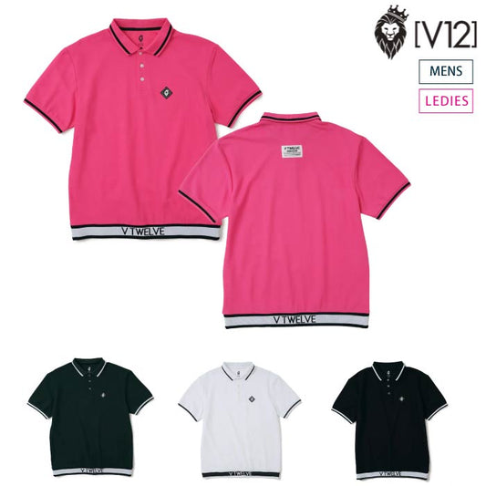 V12 ヴィトゥエルブ ゴルフ ポロシャツ 半袖 ゴルフウェア メンズ レディース RIBY POLO V122410-PL10
